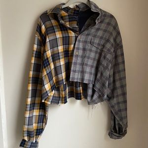 🍂Urban outfitters dual-flannel cropped shirt